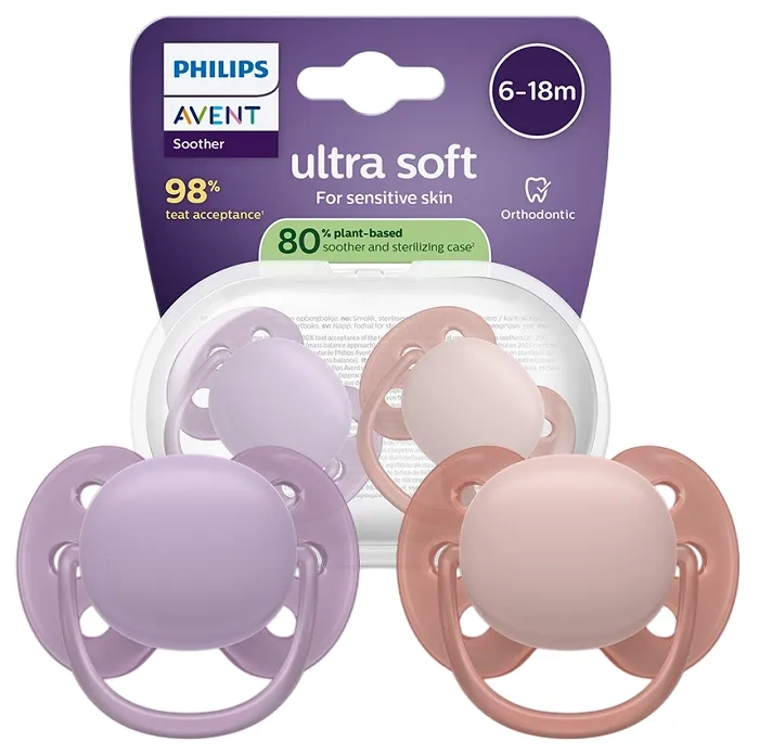 2 x smoczek ortodontyczny elastyczny avent ultra soft