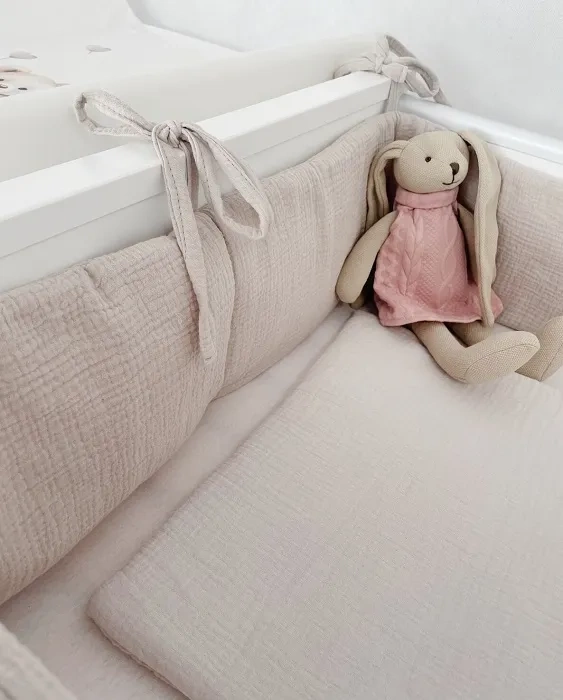 YOONCO - muślinowy ochraniacz na łóżeczko 180x28 cm | Brudny Róż