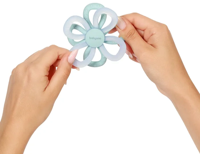 BABYONO - gryzak silikonowy Flower | Niebieski