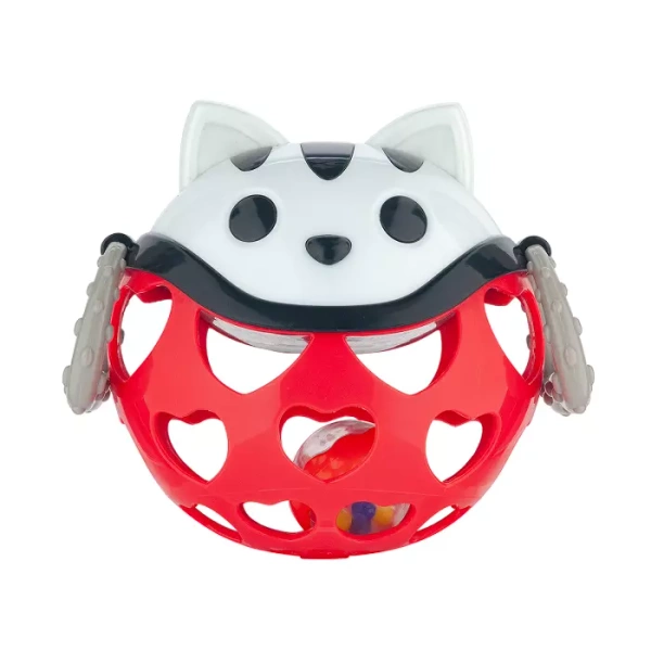 CANPOL BABIES - interaktywna zabawka z grzechotką KOT | czerwona