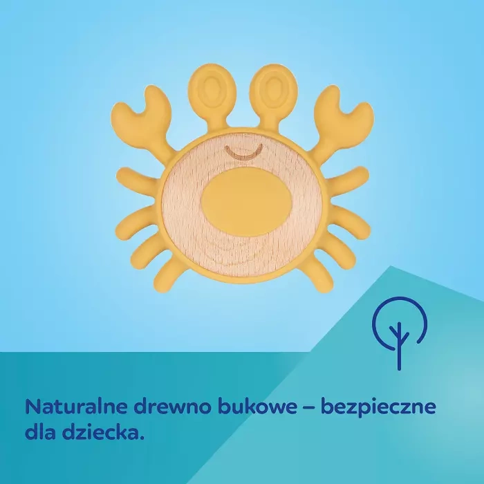 CANPOL BABIES - gryzak drewniano- silikonowy dla niemowląt | KRAB