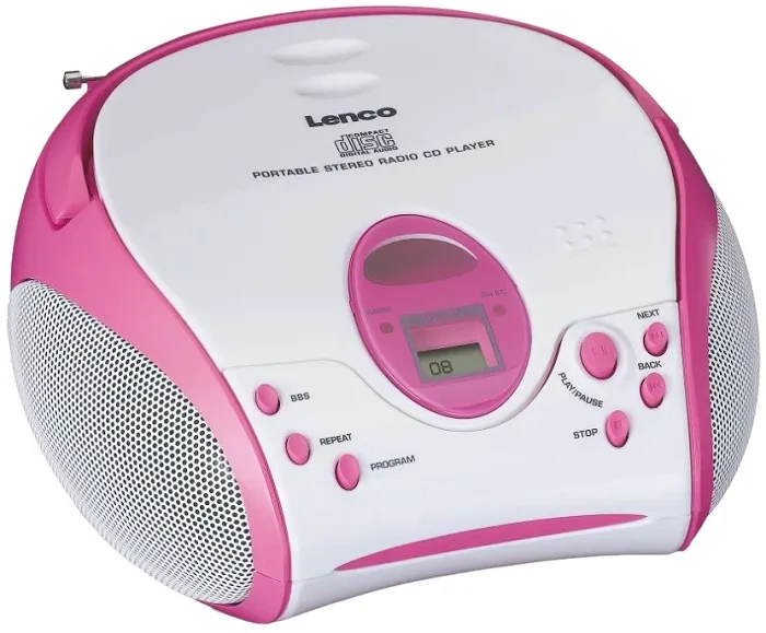 LENCO SCD-24PK Kids - przenośne radio FM z odtwarzaczem CD | Różowe