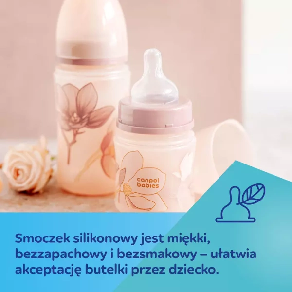 CANPOL BABIES - butelka szeroka antykolkowa 240ml EasyStart | GOLD różowa