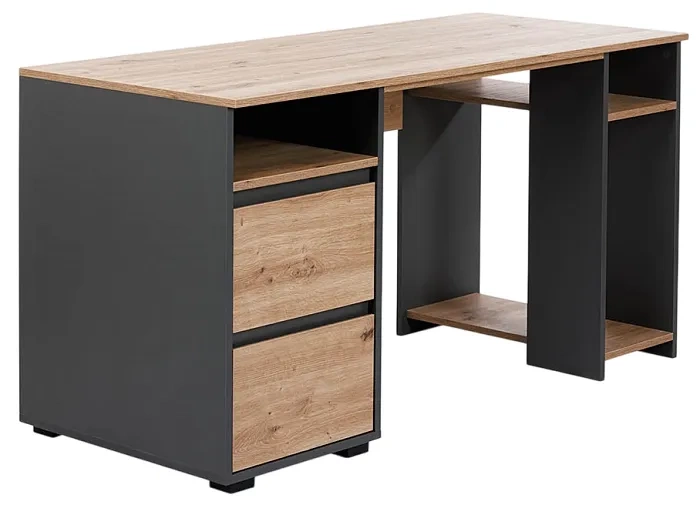 LITTLESKY BY H. KLUPŚ Dalia - biurko młodzieżowe z szufladami i półkami | Antracyt-Dąb