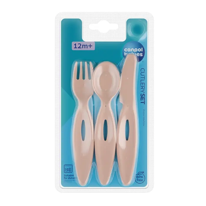 CANPOL BABIES - zestaw sztućców dla dzieci 12m+ | różowe