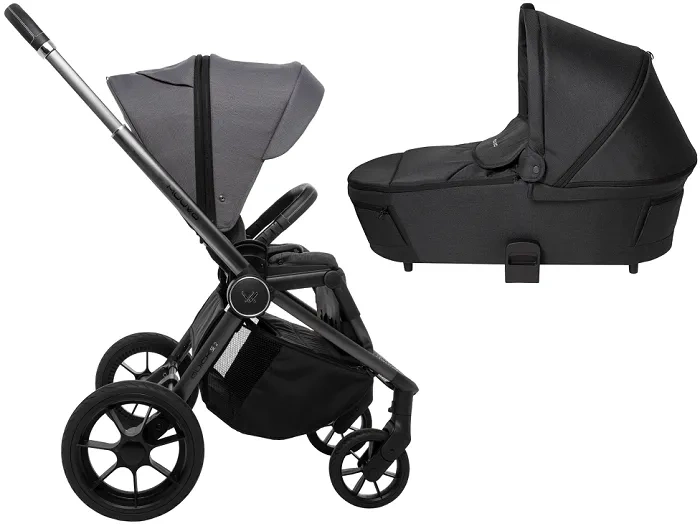 MUUVO Quick SE 2 - wózek wielofunkcyjny, zestaw 2w1 z gondolą Quick 3.0 | Diamond Graphite + Jet Black (+ ADAPTERY)