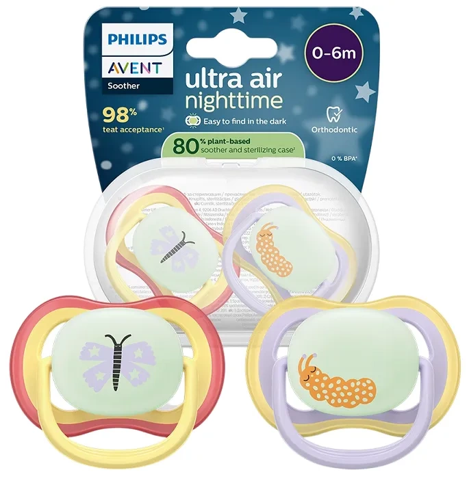 2 x smoczek ortodontyczny avent ultra air nighttime 