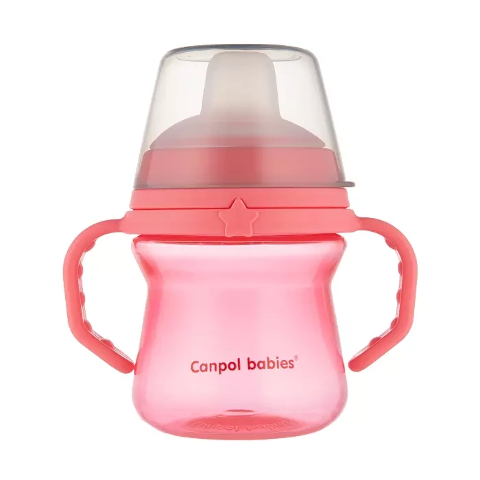 CANPOL BABIES - kubek z silikonowym ustnikiem FirstCup 150ml | różowy