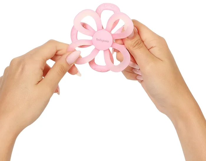 BABYONO - gryzak silikonowy Flower | Różowy