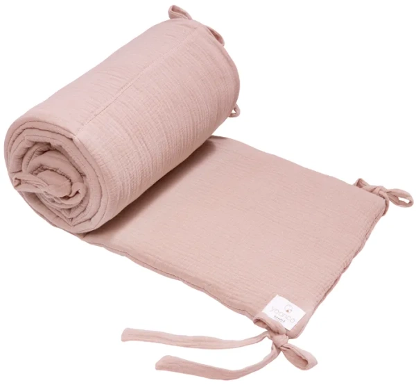 YOONCO - muślinowy ochraniacz na łóżeczko 180x28 cm | Brudny Róż