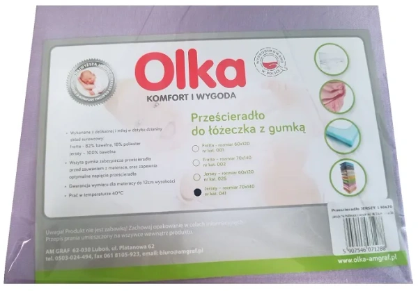 OLKA - prześcieradło jersey do łóżeczka 140 x 70 cm | Lawenda