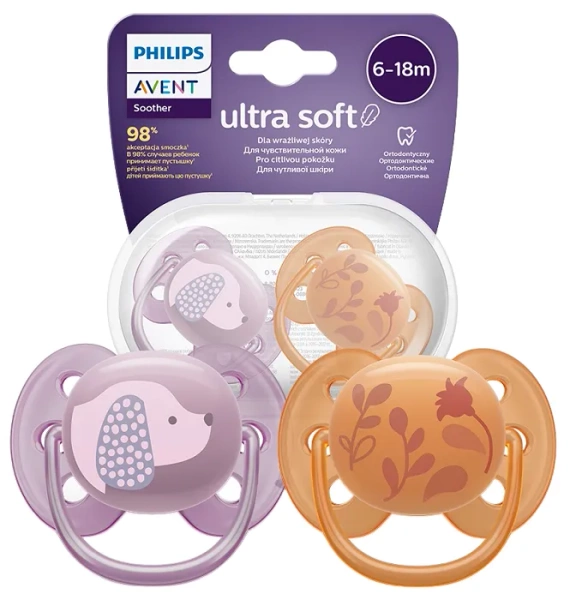 PHILIPS AVENT Ultra Soft - smoczek ortodontyczny 2 szt. | 6-18 m