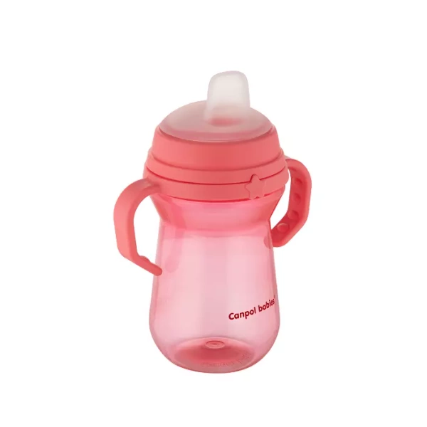 CANPOL BABIES - kubek z silikonowym ustnikiem FirstCup 250ml | różowy