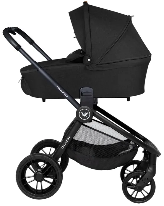 MUUVO Quick - wózek wielofunkcyjny, zestaw 2w1 z gondolą standard | Raven + Onyx Black (+ ADAPTERY)