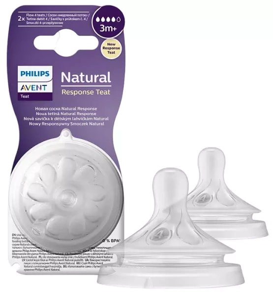 PHILIPS AVENT Natural Response - responsywny smoczek do butelki 2 szt. | 3 m+