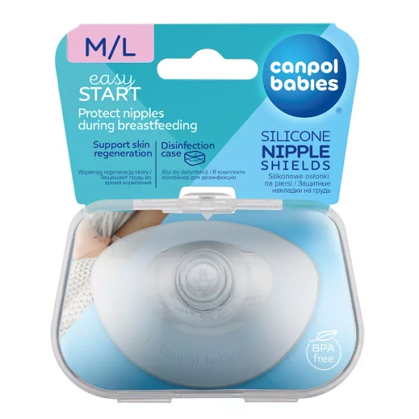 CANPOL BABIES - silikonowe osłonki piersi EasyStart M/L 2 szt.