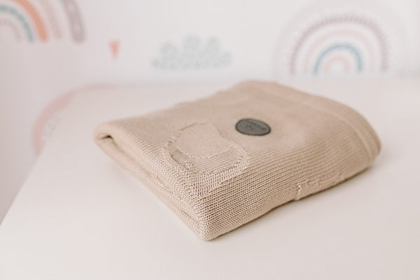 YOONCO Ptaszki - kocyk bambusowy 90x90 cm | Beżowy