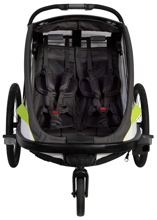 HAMAX Breeze - dwuosobowa przyczepka rowerowa z zestawem do biegania | White/Green