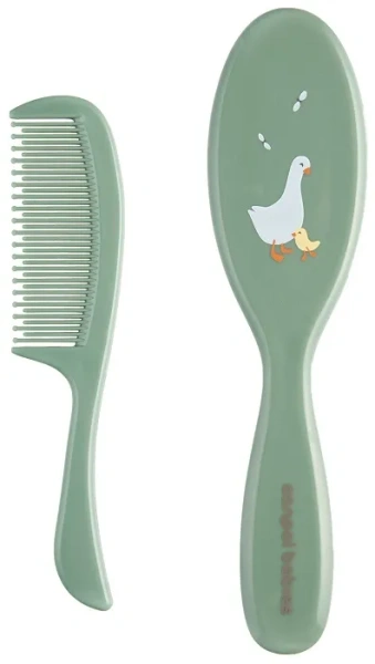 CANPOL BABIES Goose - szczotka i grzebień z miękkim włosiem | Zielona