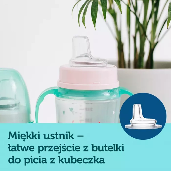 CANPOL BABIES - kubek treningowy silikon 120 ml PP EasyStart | EXOTIC ANIMALS różowy