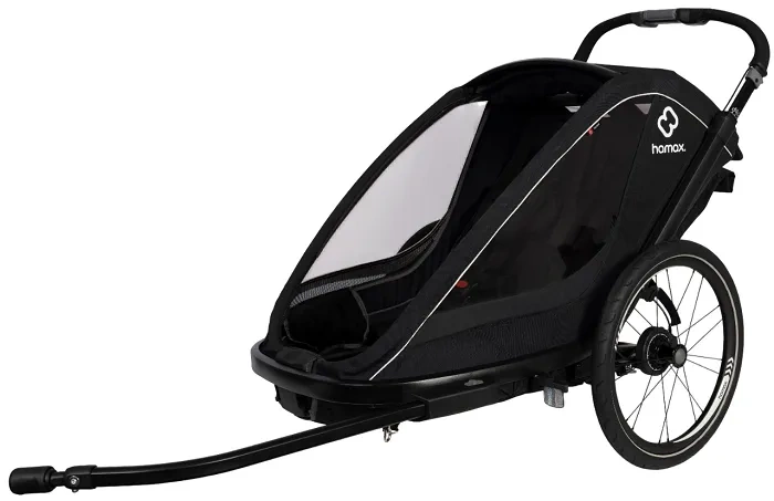 HAMAX Breeze - dwuosobowa przyczepka rowerowa z zestawem do biegania | Black