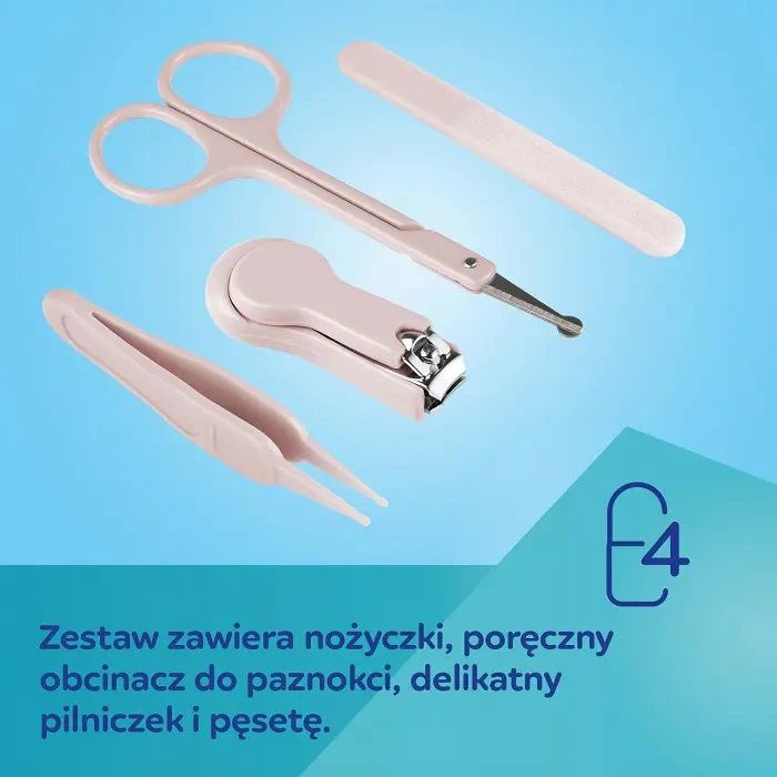 CANPOL BABIES - zestaw pielęgnacyjny do paznokci dla niemowląt i dzieci | różowy pastel