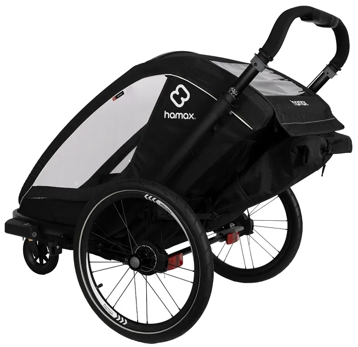 HAMAX Breeze One - jednoosobowa przyczepka rowerowa z zestawem do biegania | Black
