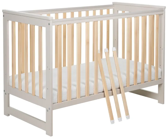 YOONCO - łóżeczko drewniane Iwi + komoda z przewijakiem | Beż-Buk