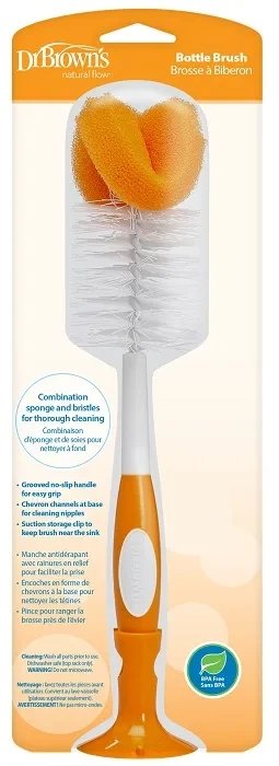DR BROWN'S - szczotka do czyszczenia butelek i smoczków z przyssawką | MIX KOLORÓW
