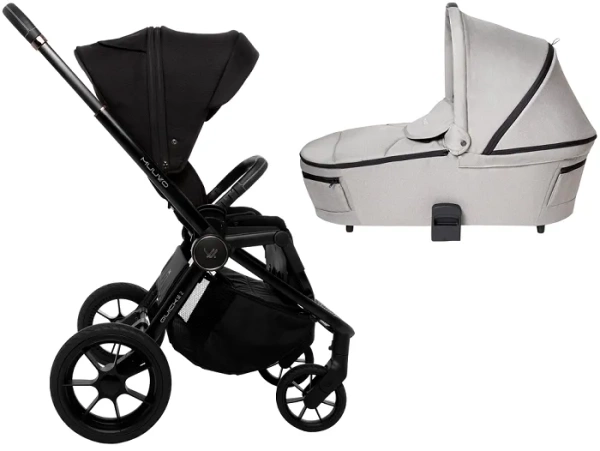 MUUVO Quick SE 2 - wózek wielofunkcyjny, zestaw 2w1 z gondolą Quick 3.0 | Chromium Black + Steel Grey