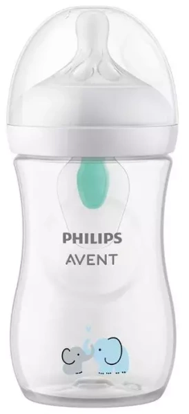 PHILIPS AVENT Natural Response - butelka z nakładką antykolkową AirFree 260 ml SŁOŃ | 1 m+