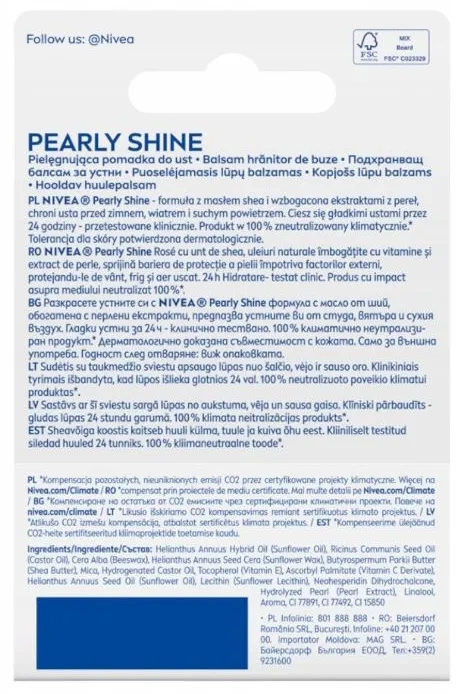 NIVEA - pielęgnująca pomadka do ust | Pearly Shine