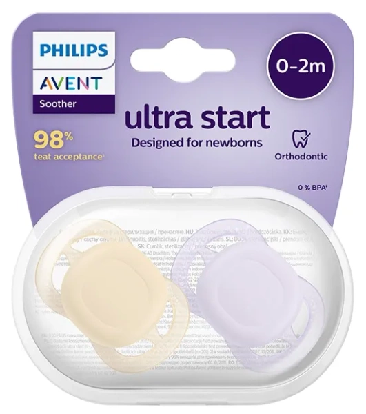 PHILIPS AVENT Ultra Start - smoczek ortodontyczny 2 szt. | 0-2 m