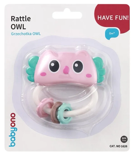 BABYONO - grzechotka z gryzakiem | Owl