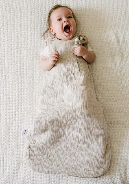 YOONCO - całoroczny, muślinowy śpiworek do spania dla noworodka 0+ | Krem