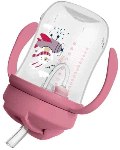 DR BROWN'S - kubek niekapek ze słomką 270 ml, 6 m+ | Różowy Królik