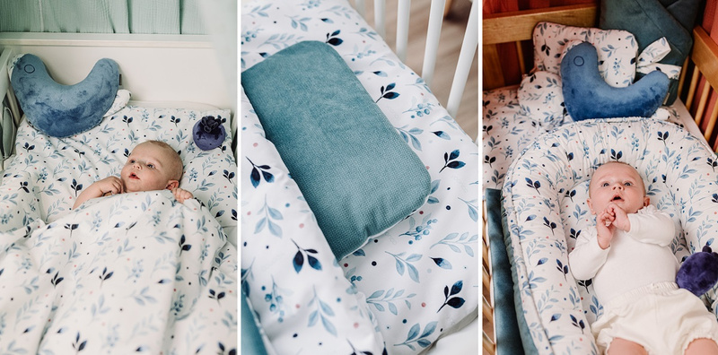 YOONCO - dwustronna pościel bawełniana do łóżeczka 135x100 cm | Berry