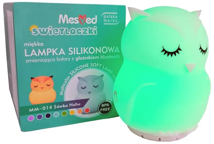 MESMED Świetlaczki - lampka silikonowa z głośnikiem Bluetooth | Sówka Hu Hu