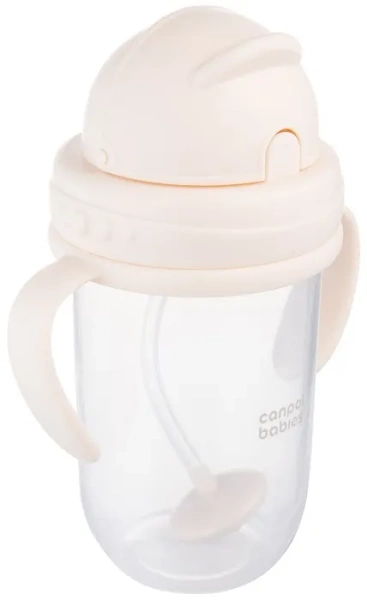 CANPOL BABIES - kubek niekapek z rurką i odważnikiem 270 ml | Kremowy