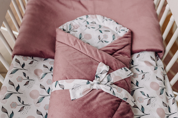 YOONCO - dwustronna pościel bawełniana do łóżeczka 135x100 cm | Flower