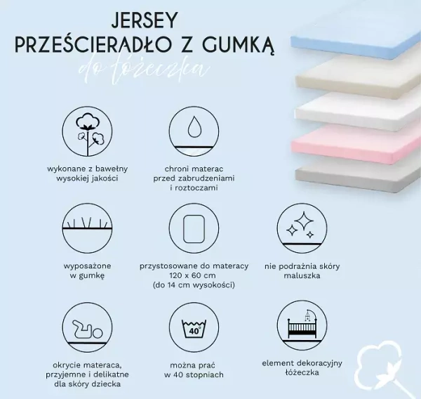 YOONCO - bawełniane prześcieradło do łóżeczka 120 x 60 cm | Białe