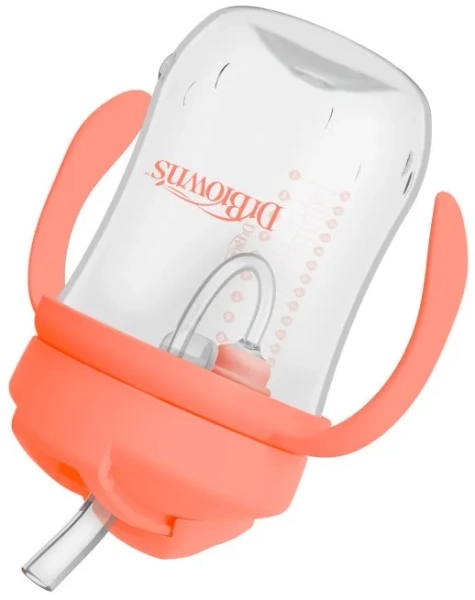 DR BROWN'S - kubek niekapek ze słomką 270 ml, 6 m+ | Koralowy
