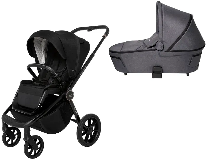 MUUVO Quick SE 2 - wózek wielofunkcyjny, zestaw 2w1 z gondolą Quick 3.0 | Chromium Black + Iron Graphite (+ ADAPTERY)
