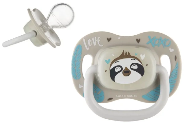 CANPOL BABIES Exotic Animals - smoczek uspokajający silikon 6-18 m okrągły | Leniwiec