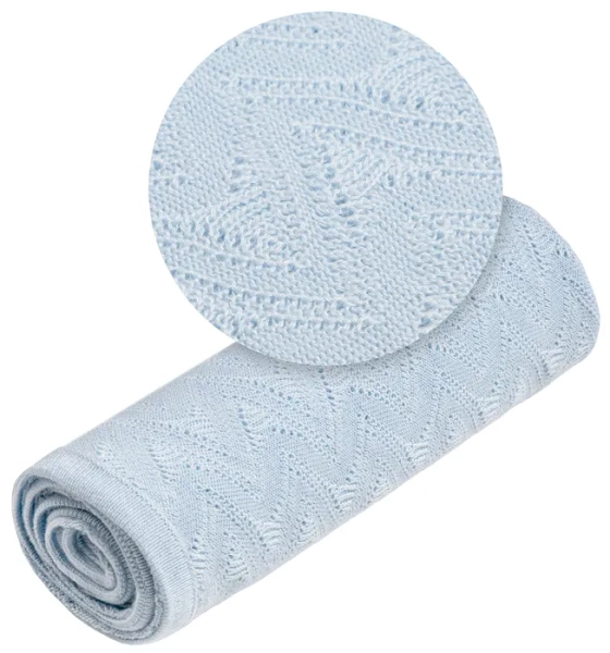 YOONCO Mgiełka - lekki kocyk bambusowy 80x100 cm | Ażur Niebieski