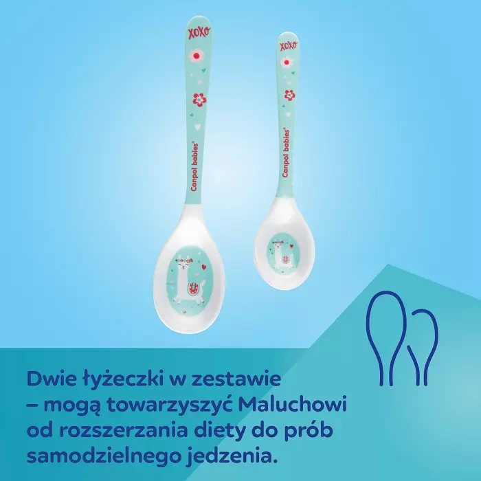 CANPOL BABIES - zestaw łyżek z melaminy 2 szt. | EXOTIC ANIMALS turkusowe