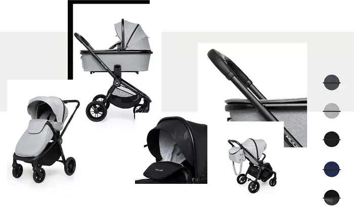 MUUVO Quick 2023 - wózek wielofunkcyjny z gondolą XL, zestaw 2w1 | Carbon Graphite (+ ADAPTERY)