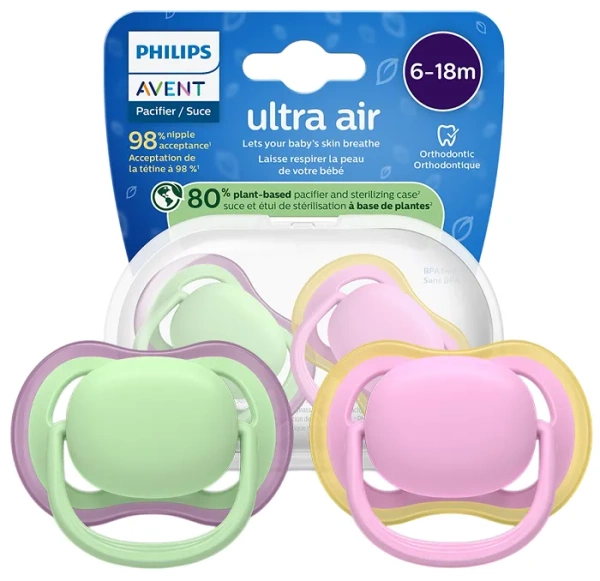 PHILIPS AVENT Ultra Air - smoczek ortodontyczny 2 szt. | 6-18 m