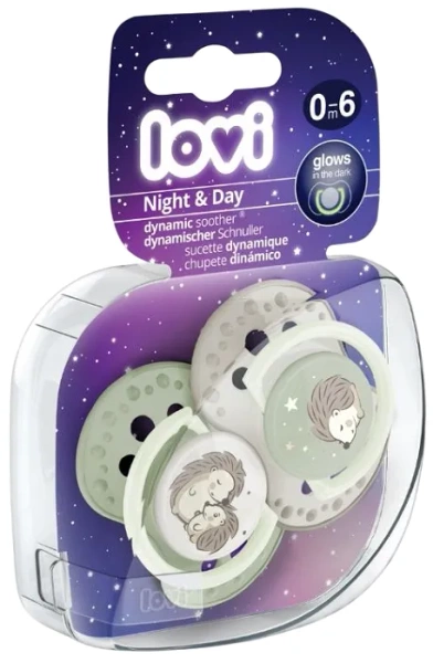 LOVI Night&Day - 2 x smoczek silikonowy dynamiczny 0-6 m | Hedgehog