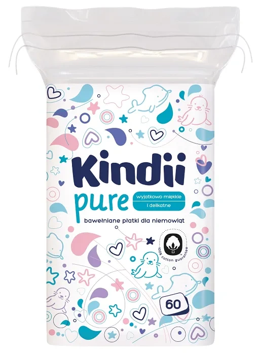 KINDII Pure - bawełniane płatki kosmetyczne dla niemowląt | 60 szt.
